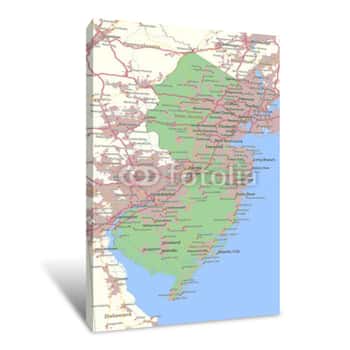 Image of New Jersey-US-States-VectorMap-A Canvas Print