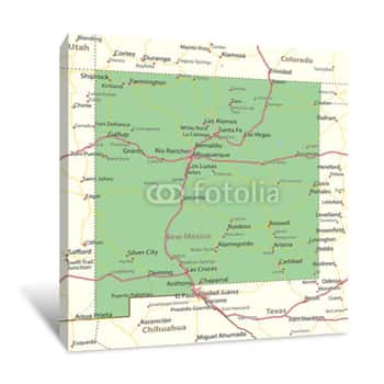 Image of New Mexico-US-States-VectorMap-A Canvas Print