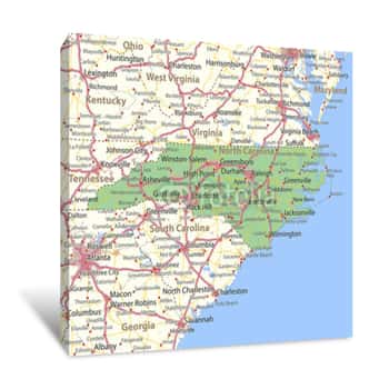 Image of North Carolina-US-States-VectorMap-A Canvas Print