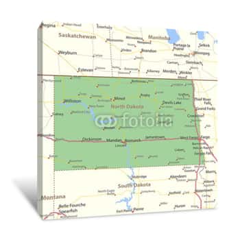 Image of North Dakota-US-States-VectorMap-A Canvas Print