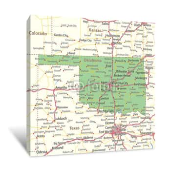 Image of Oklahoma-US-States-VectorMap-A Canvas Print
