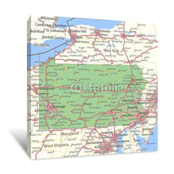 Image of Pennsylvania-US-States-VectorMap-A Canvas Print