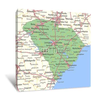 Image of South Carolina-US-States-VectorMap-A Canvas Print