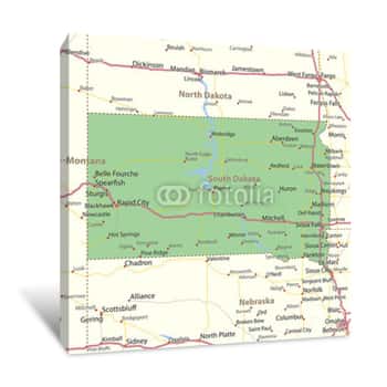 Image of South Dakota-US-States-VectorMap-A Canvas Print