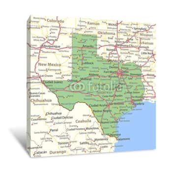 Image of Texas-US-States-VectorMap-A Canvas Print
