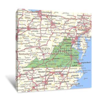 Image of Virginia-US-States-VectorMap-A Canvas Print