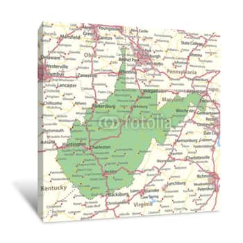 Image of West Virginia-US-States-VectorMap-A Canvas Print