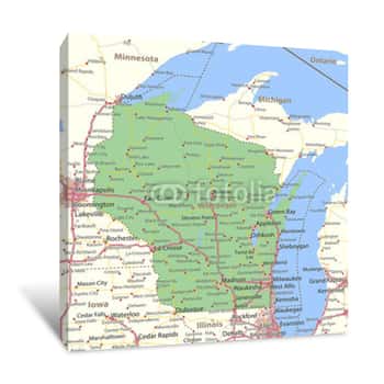Image of Wisconsin-US-States-VectorMap-A Canvas Print