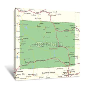 Image of Wyoming-US-States-VectorMap-A Canvas Print