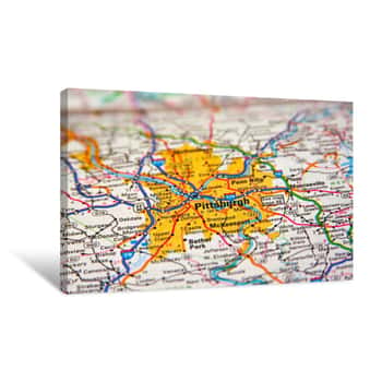 Image of Map Pittsburgh Canvas Print