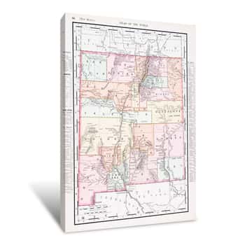 Image of Antique Vintage Color Map Of New Mexico, NM, United States, USA Canvas Print
