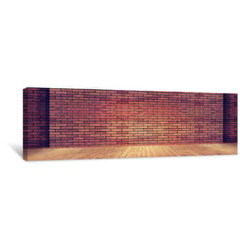 Image of Red Brick Wall Texture And Wood Floor Background Canvas Print