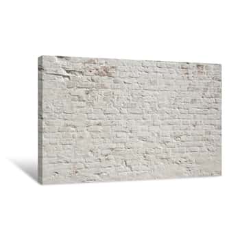 Image of White Grunge Brick Wall Background Canvas Print