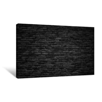 Image of Black Brick Wall, Dark Background For Design Canvas Print