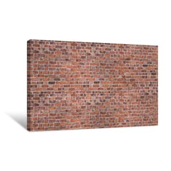 Image of Dark Brown Or Red Old Brick Wall, Panorama  Brickwork Background Or Texture  Copy Space For Text Or Banner Canvas Print