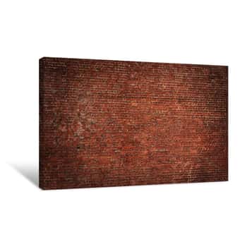 Image of Wide Angle Vintage Red Brick Wall Background Canvas Print