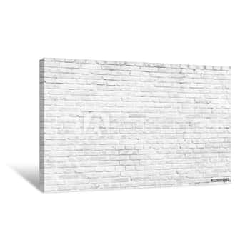 Image of Texture Background Concept: White Brick Wall Background In Rural Room Canvas Print