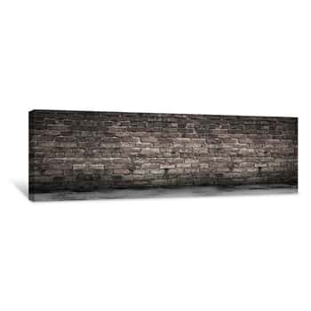 Image of Large Grungy Blank Old Brick Wall And Concrete Floor Banner With Copy Space Canvas Print