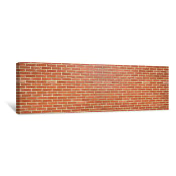 Image of Red Color Brick Wall For Brickwork Background Design   Panorama Format Canvas Print