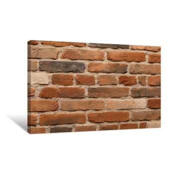 Image of Elevated View Of Brown And Red Flame Brick Wall Canvas Print
