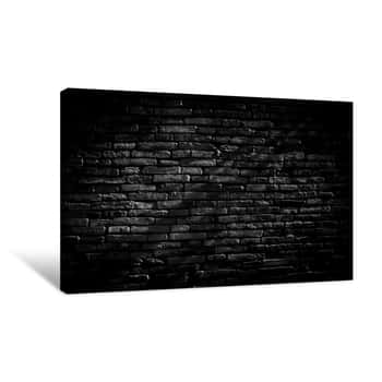 Image of Black Brick Walls Background And Texture  The Texture Of The Brick Is Black  Background Of Empty Brick Basement Wall  Black Wall Canvas Print