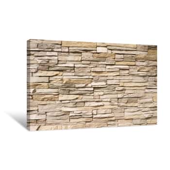Image of Stacked Stone Wall Background Horizontal Canvas Print