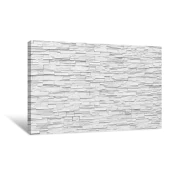 Image of Surface White Wall Of Stone Wall Gray Tones For Use As Background Canvas Print