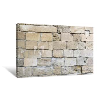 Image of Old Stone Wall Closeup From An Ancient Medieval Castle In Kyrenia, North Cyprus Canvas Print