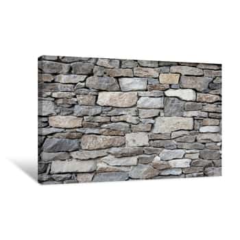 Image of Grey Stone Wall With Different Sized Stones, Modern Siding Canvas Print