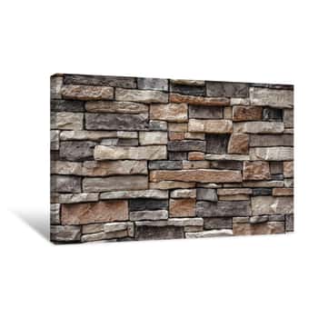 Image of Natural Stone Brick Wall Texture Background Canvas Print