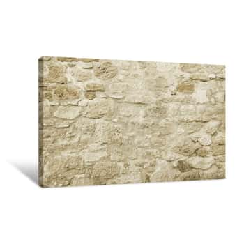 Image of Old Beige Stone Wall Background Texture Canvas Print