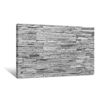 Image of White Natural Facade Stone Decoration Quartzite Background Texture  Modern Granite Stone Wall Canvas Print