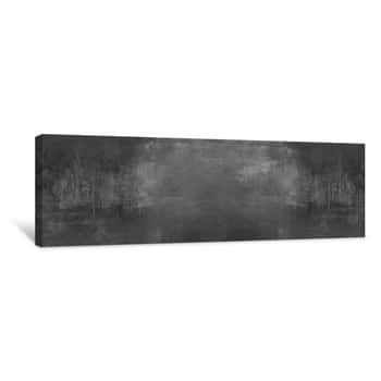 Image of Black Grey Anthracite Stone Concrete Texture Background Panorama Banner Long Canvas Print