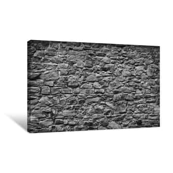Image of Very Old Gray Natural Stone Wall Canvas Print
