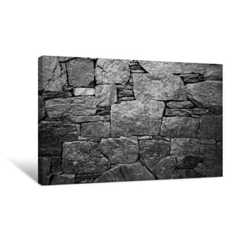 Image of Monochrome Stacked Stone Wall Canvas Print