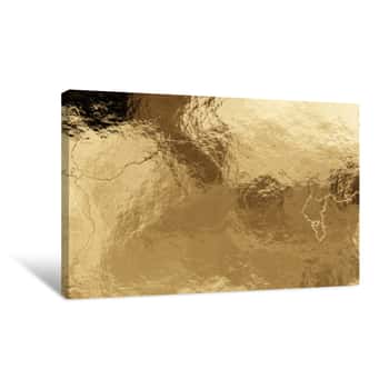 Image of Shiny Wrinkled Golden Foil Texture  Crumpled Metal Background Canvas Print