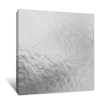 Image of Shiny Silver White Grey Gray Paper Foil Decorative Texture Background: Bright Brilliant Festive Glossy Metallic Look Textured Backdrop: Metal Steel Like Material Pattern Surface For Design Decoration Canvas Print