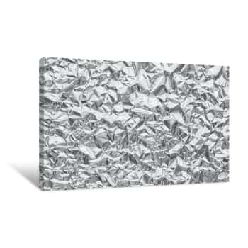 Image of Shiny Metal Silver Gray Foil Crumpled Texture Background Canvas Print