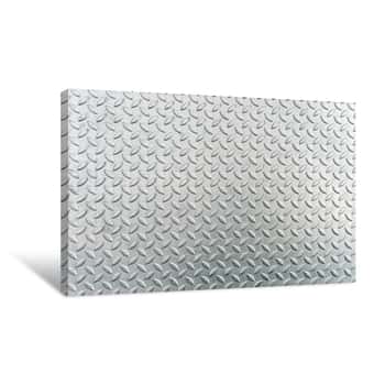 Image of Steel Checkerplate Metal Sheet, Metal Sheet Texture Background Canvas Print