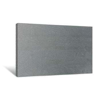 Image of Gray Metal Background, Round Perforated Metal Texture Canvas Print