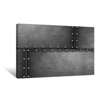 Image of Grunge Steel Background With Rivets Canvas Print