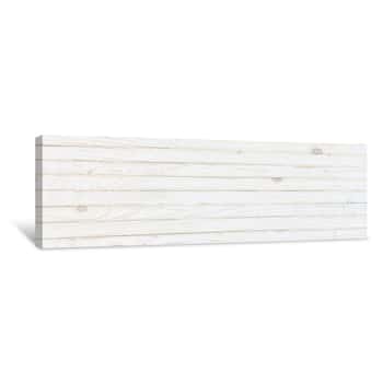 Image of White Wood Texture Background, Top View Wooden Plank Panel Canvas Print