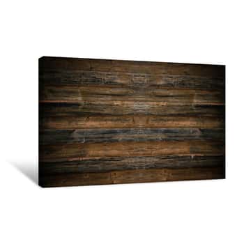 Image of Old Brown Rustic Dark Wooden Texture - Wood Background Canvas Print