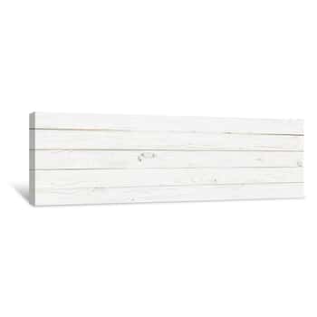 Image of White Wood Texture Background, Wide Wooden Plank Panel Pattern Canvas Print