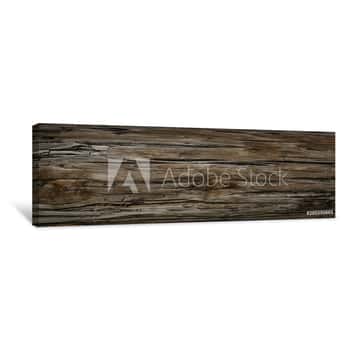 Image of Old Dark Rough Wood Floor Or Surface With Splinters And Knots  Square Background With Flooring Or Boards With Wood Grain  Old Aged Timber In A Barn Or Old House Canvas Print