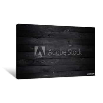 Image of Black Wooden Background, Old Wooden Planks Texture Canvas Print