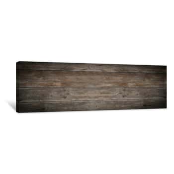 Image of Old Brown Rustic Dark Weathered Wooden Texture - Wood Background Panorama Banner Long Canvas Print