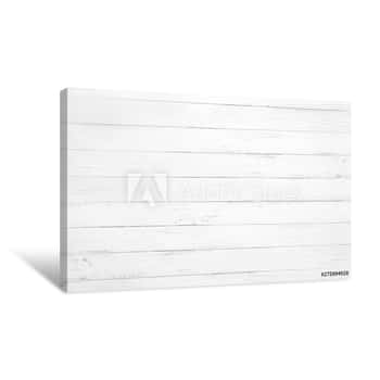 Image of Vintage White Wood Background - Old Weathered Wooden Plank Painted In White Color Canvas Print