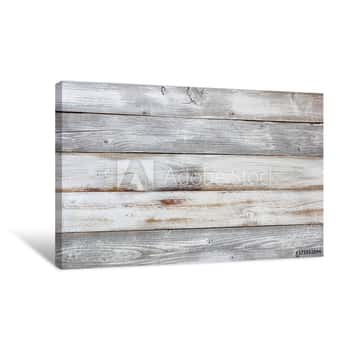 Image of Reclaimed Weathered White Painted Wooden Boards Canvas Print