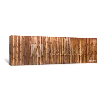 Image of Wood Texture Plank Grain Background, Wooden Desk Table Or Floor Panorama Canvas Print